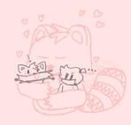 wip of tabuki hugging his friends, marilyn and banddy