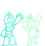 rushed doodle featuring larimar [left] from steven universe and cacee cactus [right] by lightdasher