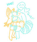 Art of Rynkun hugging my friend Maverick for holding her for me (More Body Practice)